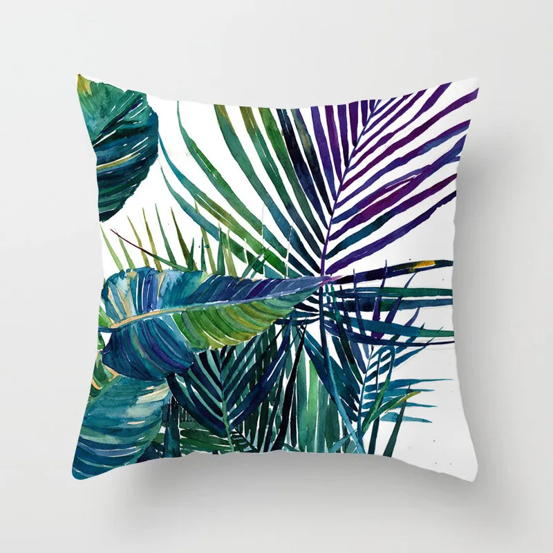 Monstera Printed Leaf Cushion Cover 45x45cm Polyester Tropical Leaves Throw Pillow Covers Decorative Home Decoration Accessories