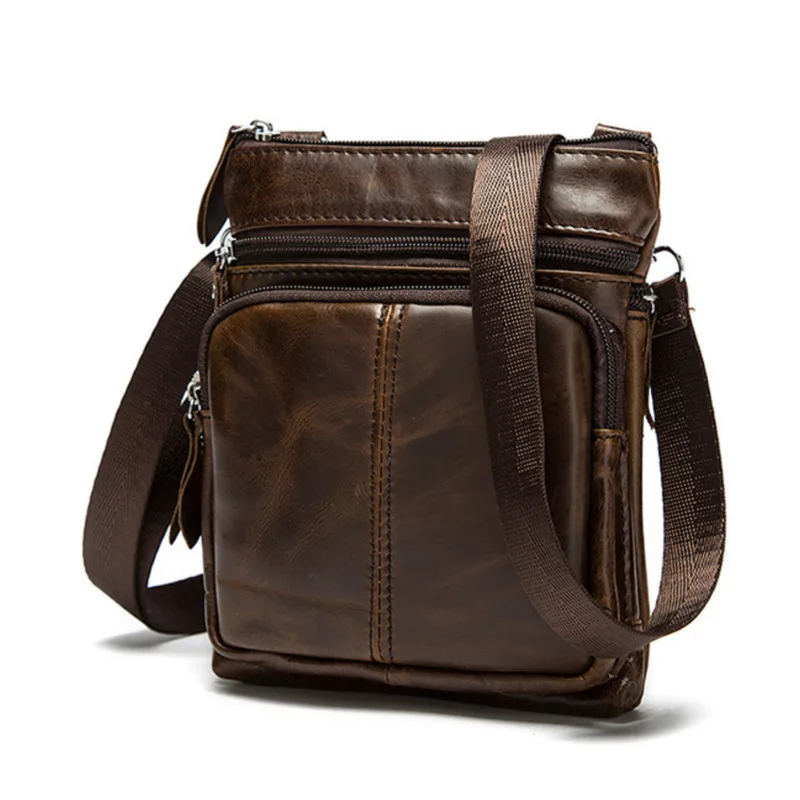 

Genuine Leather Men Messenger Bag Top Quality Casual Crossbody Bag S643-40 Casual Simple Design Black Bag Gift Shoulder Bags