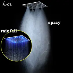 Потолочный дождевой Душ из нержавеющей стали 16 дюймов светодиодный дождь Душевая Головка контроль температуры воды изменение цвета с