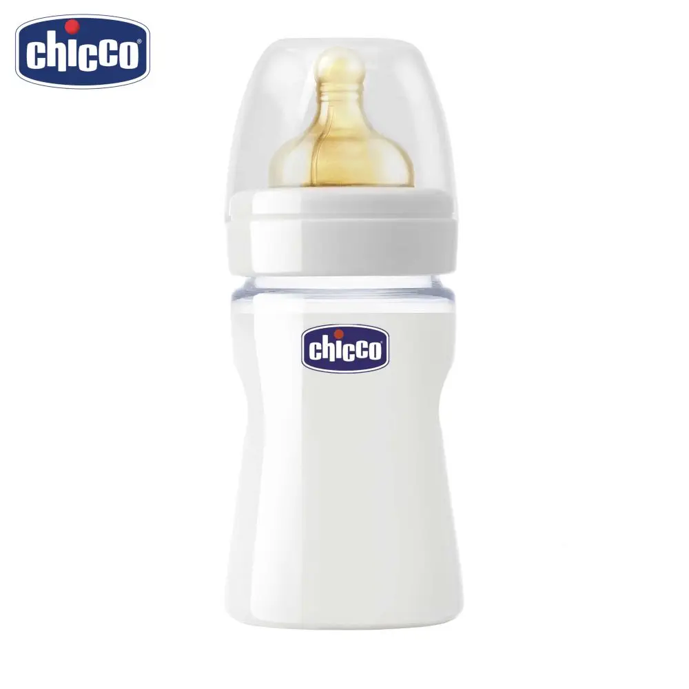 Бутылочка Chicco Well-Being Glass 0 мес.+, лат. соска, стекло, норм. поток, 150 мл