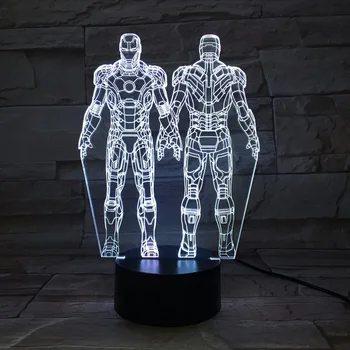 

7 Color Marvel Hero Iron Man 3D Visual LED Night Lights For Kids Touch USB Table Lava Lamp Baby Sleeping Nightlight 3D-681