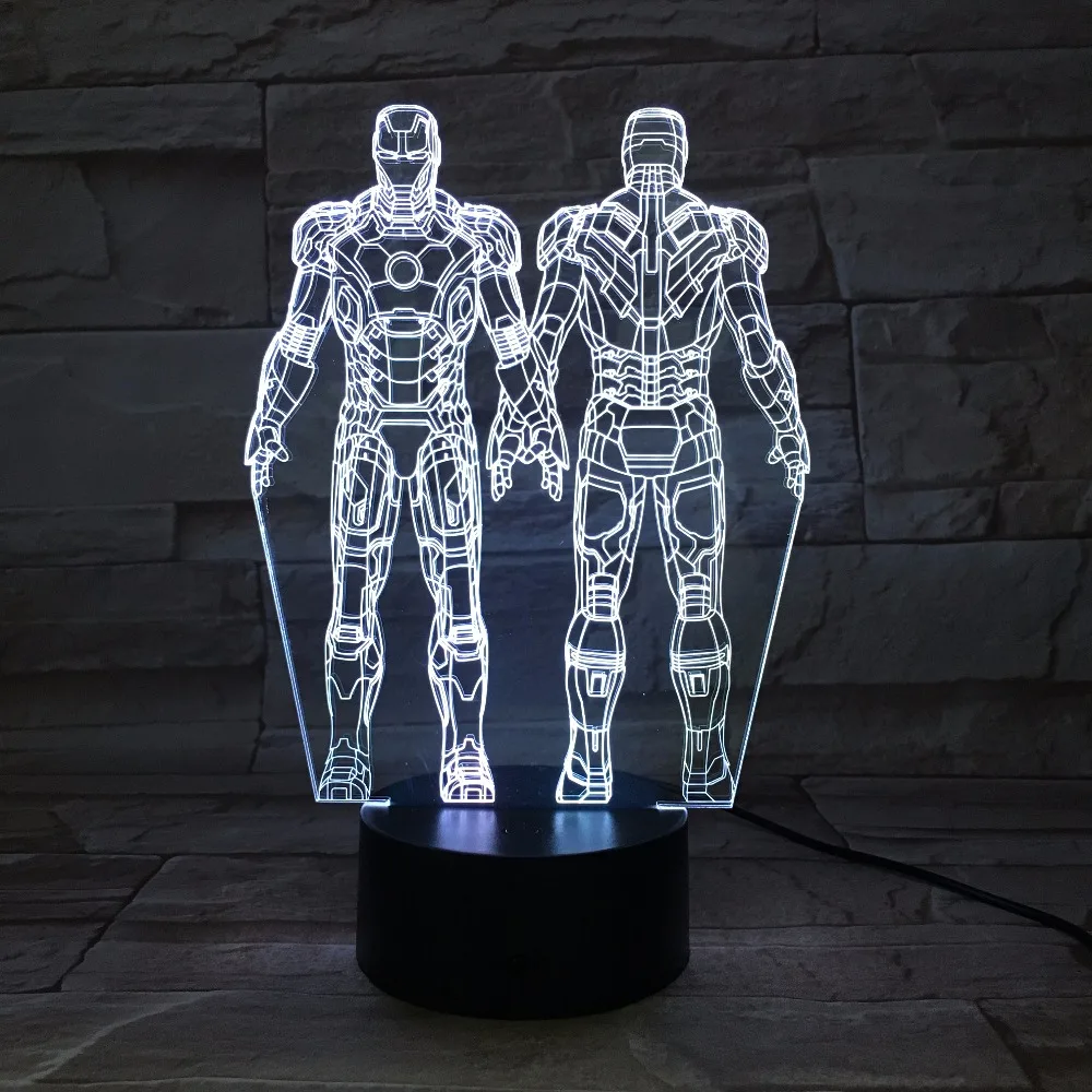 7 Farbe Marvel Hero Iron Man 3D Visuelle Led nachtlichter für Kinder Touch USB Tabelle Lavalampe Baby Schlafen Nachtlicht 3D 681 Kaufen