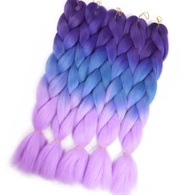 Утонченные волосы 60 см Ombre синтетические косички волос Jumbo Box косички крючком Экспрессия Богемия африканская косичка оптом