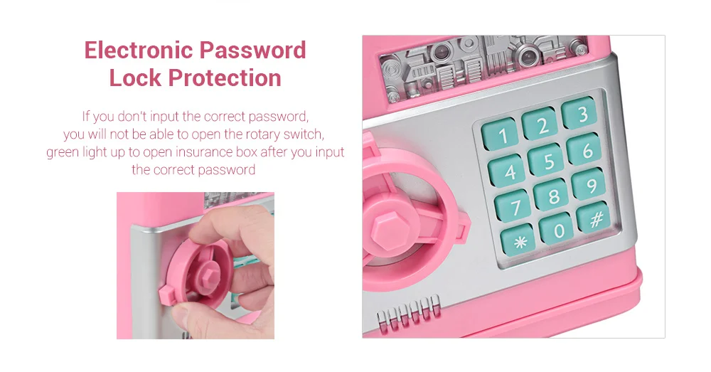 Saving Bank ATM Money Box Electronic Password Chewing Coin Cash Deposit Machine