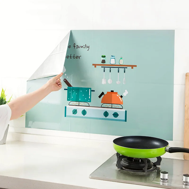 Cokytoop мозаика водонепроницаемый анти масляная настенная наклейка мультфильм алюминиевая фольга кухня масло брызги стикер