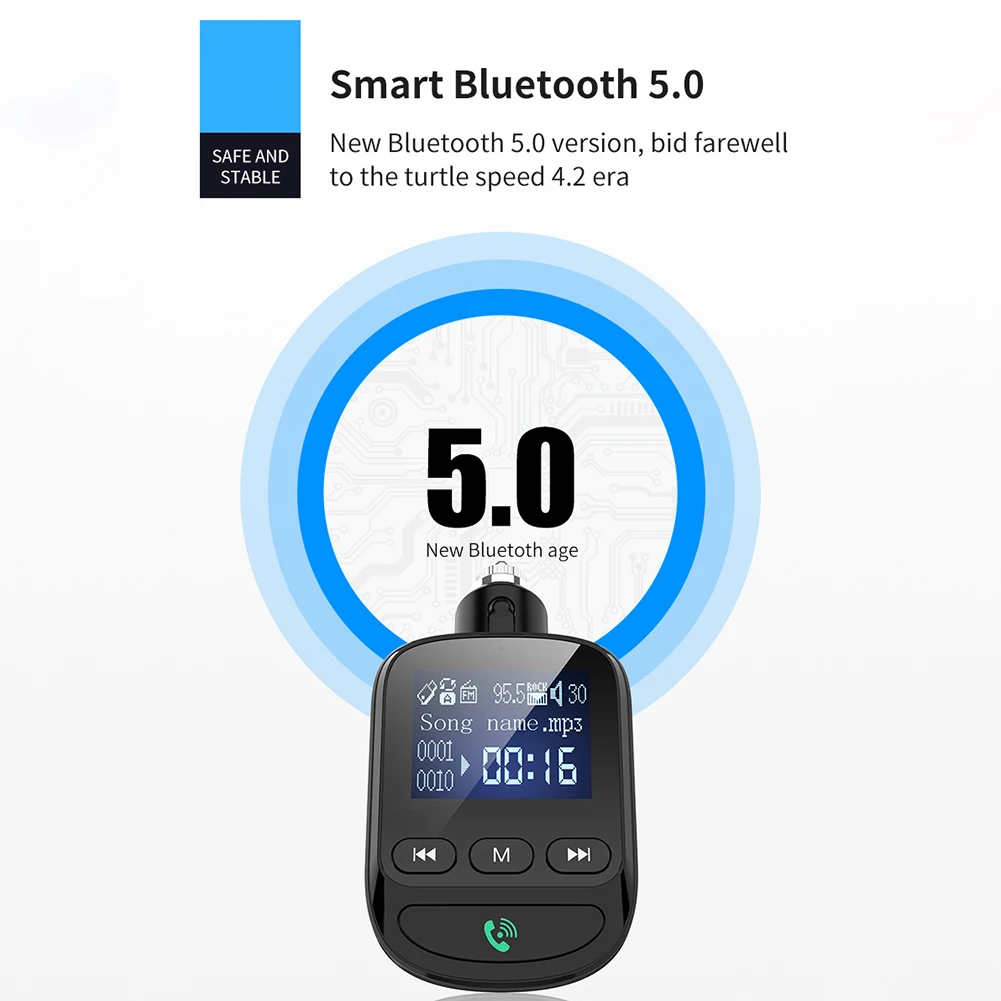 Bluetooth 5,0 FM передатчик автомобильный комплект MP3-плеер без потерь Музыкальный автомобильный модулятор с обнаружением напряжения