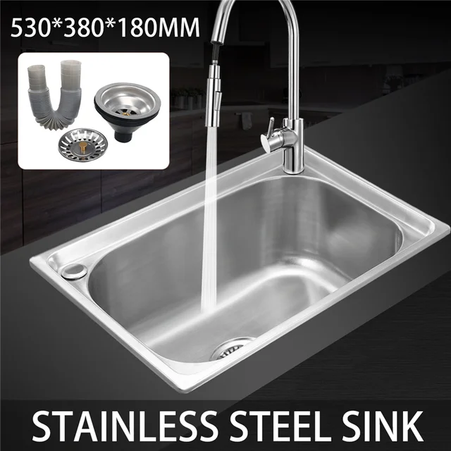 Xueqin 530x380x180mm Wiredrawing 304 Stainless Steel Kitchen Sink Xueqin 530x380x180mm Wiredrawing 304 Stainless Steel Kitchen Sink Undermount Basin Single Bowl With Drainer Dishes