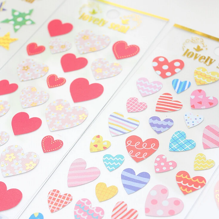 Colorful Heart Shaped Adhesive Stickers Scrapbooking DIY Decoration