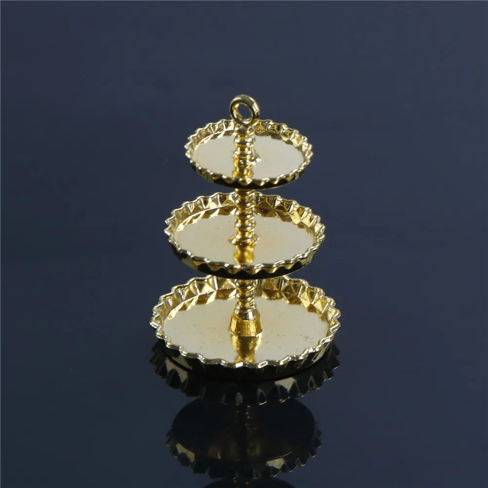 Pretend Play Kitchen Furniture Toys Best Gift 1:12 3-layer Metal Fruit Dessert Snack Rack Stand Dollhouse Miniature