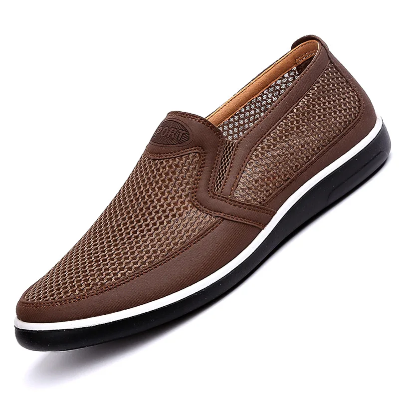 Мужская повседневная обувь мужские летние туфли на плоской подошве из сетчатого материала, лоферы на толстой подошве, повседневная обувь высокого качества очень удобная обувь, размер: 38-44, Zapatos