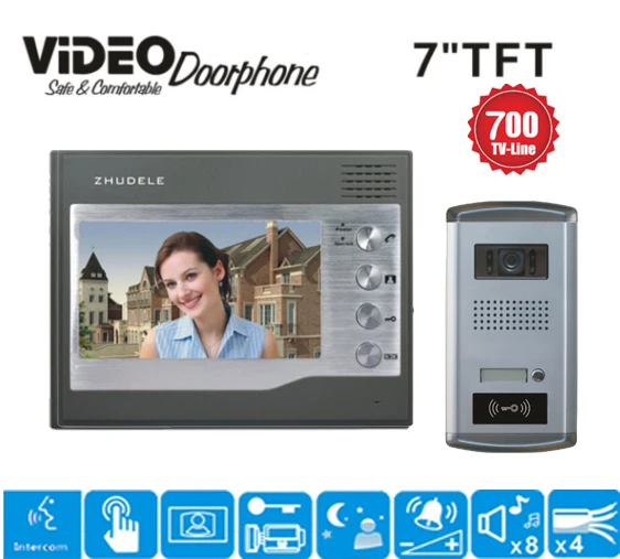 ZHUDELE бренд класса люкс 7 &quotвидео телефон двери HD 700TVL 1 ИК ночной дверной Звонок
