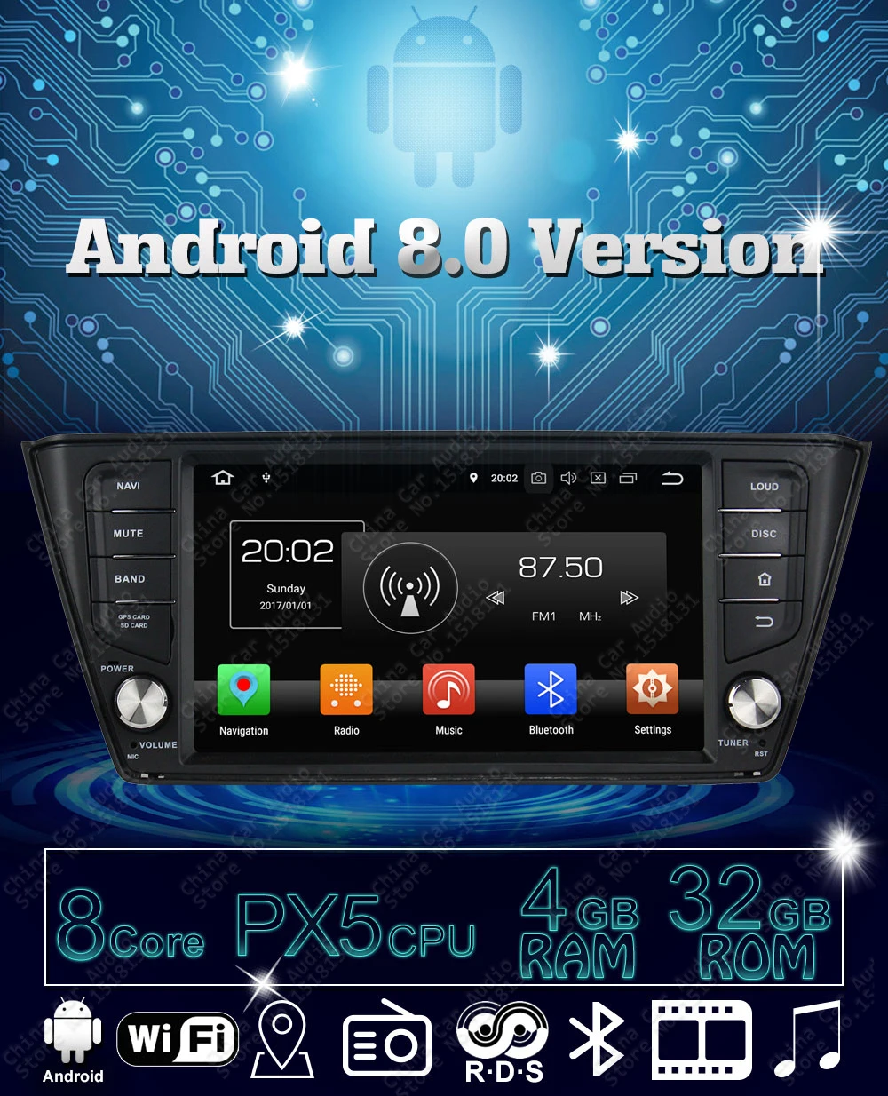 Cheap Pure android 8.0 Octa core car dvd player for Skoda Fabia 2015 2016 2017 Car Radio With 4GB RAM 32GB ROM Bluetooth GPS 3