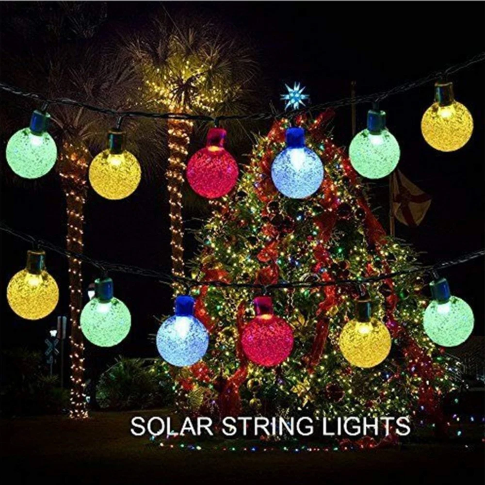 Светодиодный светильник на солнечной батарее 50 светодиодный 60 светодиодный хрустальный шар водонепроницаемый Сказочный светильник на солнечной батарее для сада, домашнего пейзажа, праздничного декора
