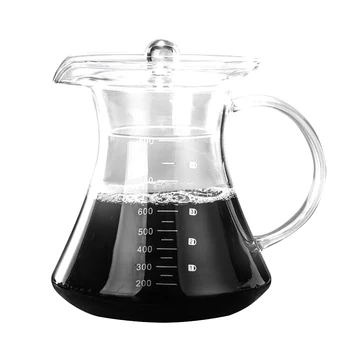 

800ml/1200ml Large Capacity Coffee Pot Iced Drop Heat Resistant Glass Coffee Pot Pour-Over Coffee Sharing Pot with Infuser