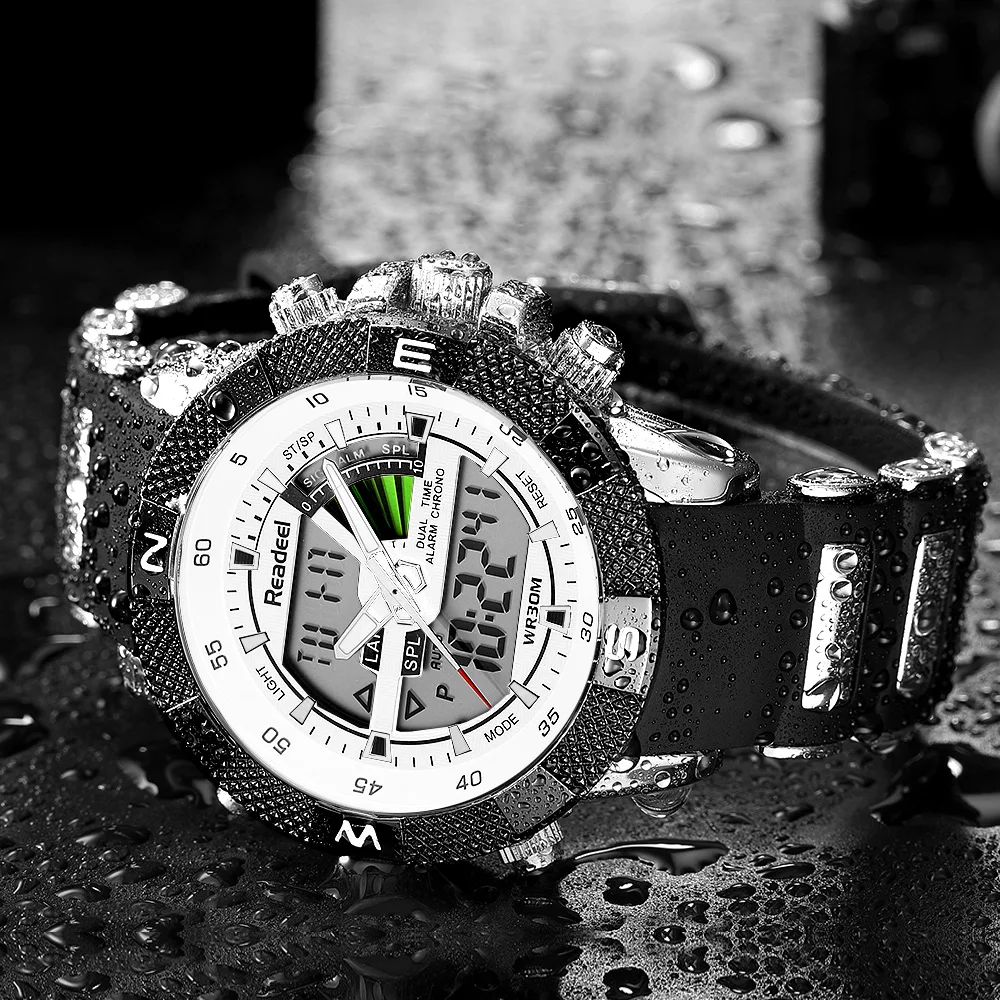 Военные часы погружения 30 м водонепроницаемый светодиодный мужские часы лучший бренд класса люкс кварцевые часы reloj hombre Relogio Masculino Readeel
