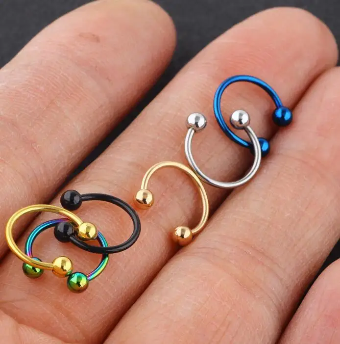 

2 Pieces 20G 0.8mm Stainless Steel Circular Barbells Eyebrow Tragus Earring Nose Ring Colorful Body Piercing Jewelry
