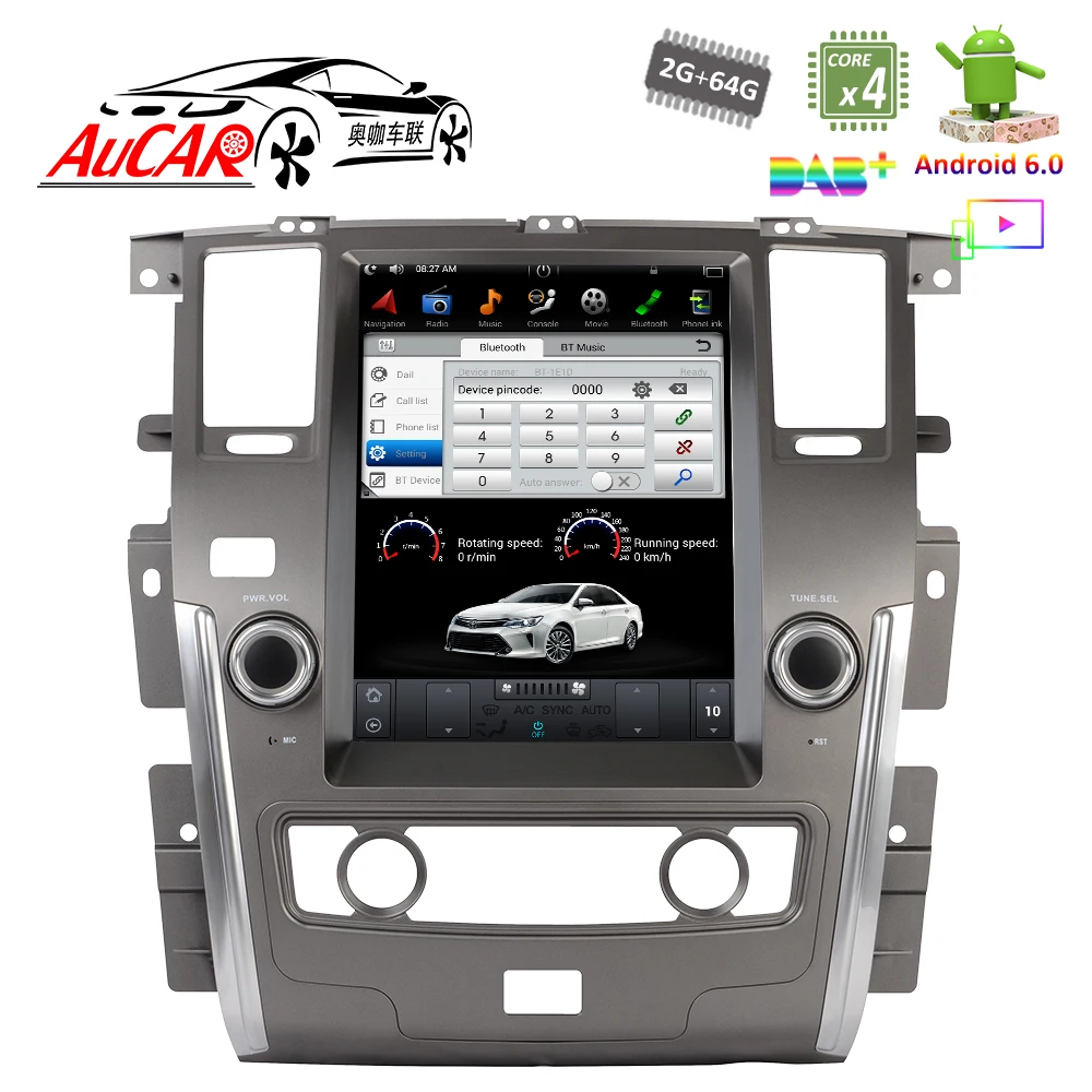 Discount 12.1" Tesla Style for Nissan Patrol with Android car gps system Bluetooth Radio WIFI 4G Vertical Stereo car dvd player 3