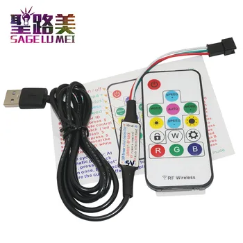 

DC5V led Pixel Digital Full color RGB LED Controller RF Remote USB plug for WS2812 sk6812 led Strip Light