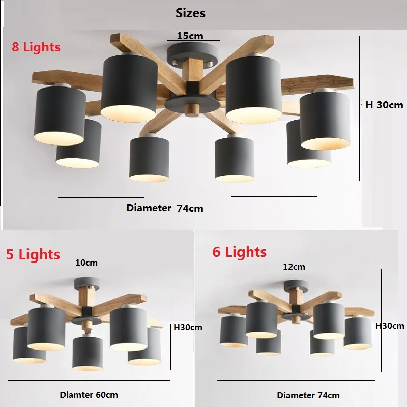Modern Nordic solid wood LED ceiling Chandelier E27 With Iron Lampshade creative Lighting Fixtures Lamparas Colgantes Wooden|chandelier e27|ceiling