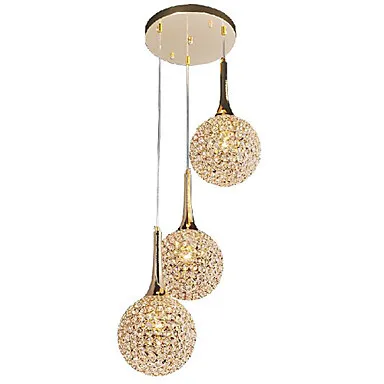 Золотой светодиодный Современный хрустальный подвесной светильник, светильник с 3 лампами для гостиной, столовой, светильник, Lustre De Sala Cristal