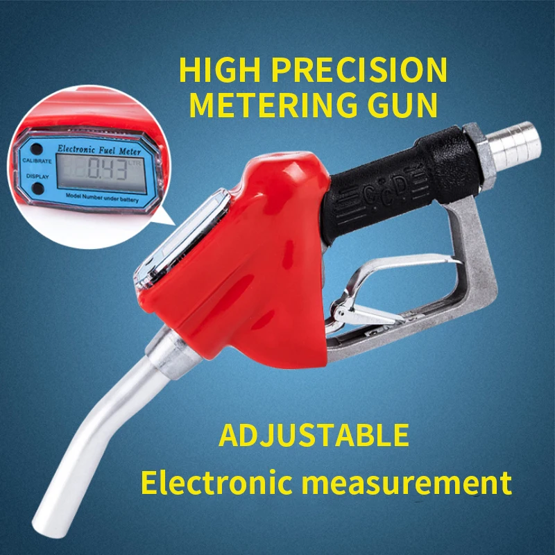 

TLXC Digital Flow Meter Indicator Fuel Gasoline Petrol Oil Refueling Gun Nozzle Aluminum Gas Station Refuel Injection Tools