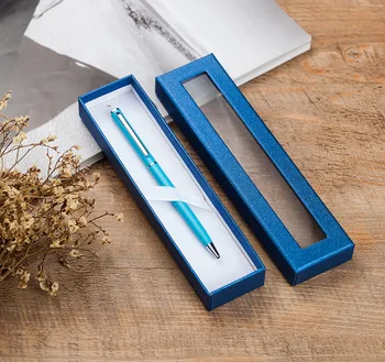 

100pcs High Grade Paper Pen Case with Clear Window Pen Display Boxes Gift Box Customized LOGO wen5880