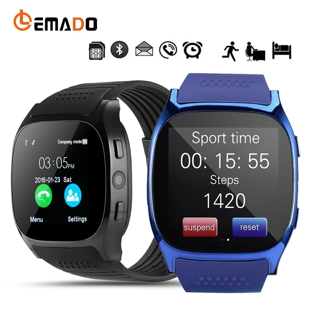 

Lemado T8 Bluetooth Smart Watch With Camera Facebook Whatsapp Support SIM TF Card Call Smartwatch For Android Phone PK Q18 DZ09