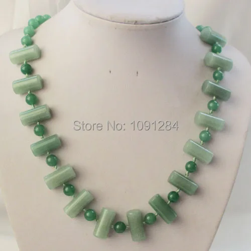 (Mixed Order $15) Free Shipping Interesting Whalesale 1 Strand Green Aventurine Column Necklace 17.5 inch Z8 | Украшения и