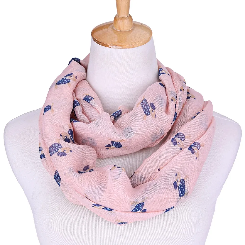 

Free Shipping 2018 New Fashionable Womens Cute Dog Dot Infinity Scarf Snood Loop For Ladies