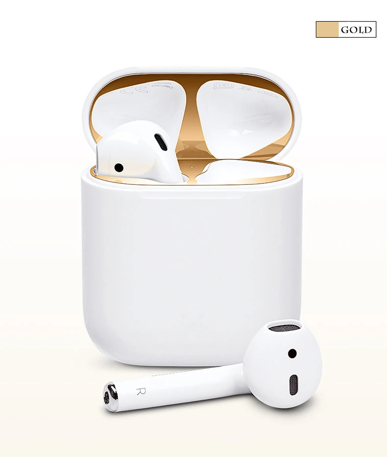 AirPods кожа Airpods чехол 1 2 поколения airpods металлические наклейки защитный кейс для