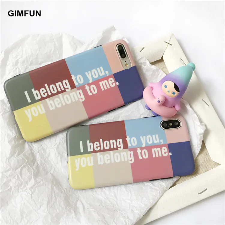 

Gimfun Korea Colorful Plaid Phone Case Anti Shock Hybrid Soft Tpu Case for Iphone 6 6s 7 8 Plus X Letter Print Back Cover