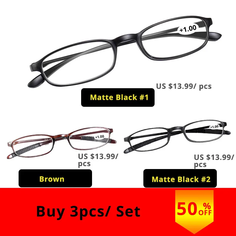 Thin Optics Reading Glasses Mini for Sight Women Men Plastic Clear