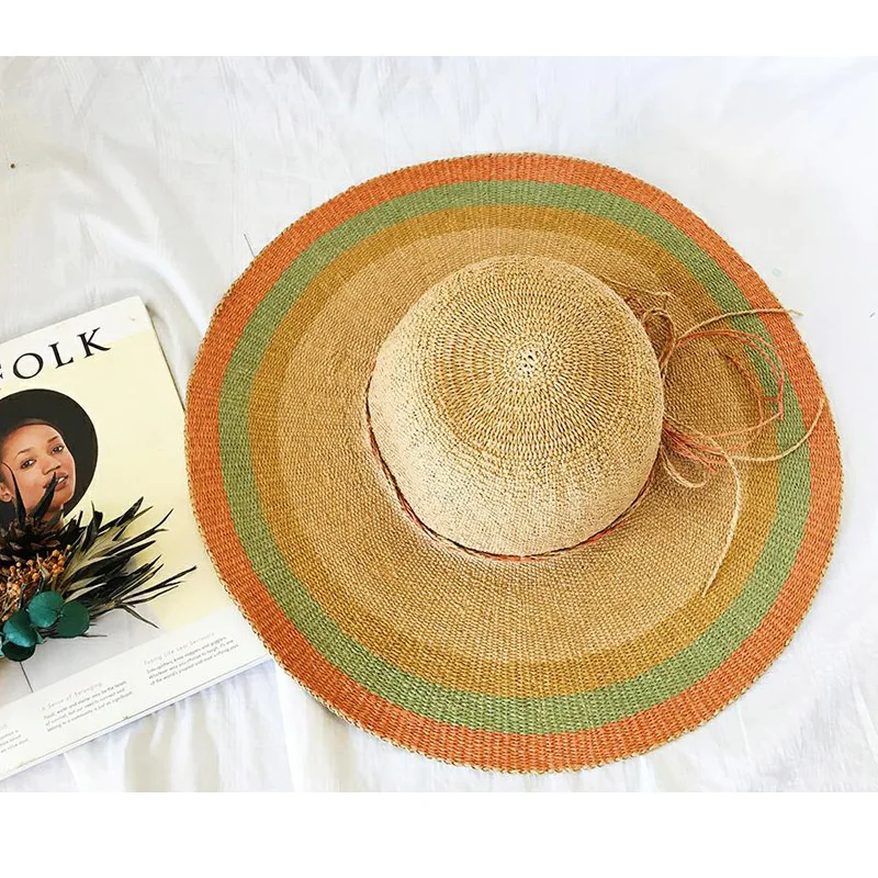 Продукт большой край шляпы от солнца соломенные шляпы для женская летняя шляпа дамы пляж шляпа от солнца