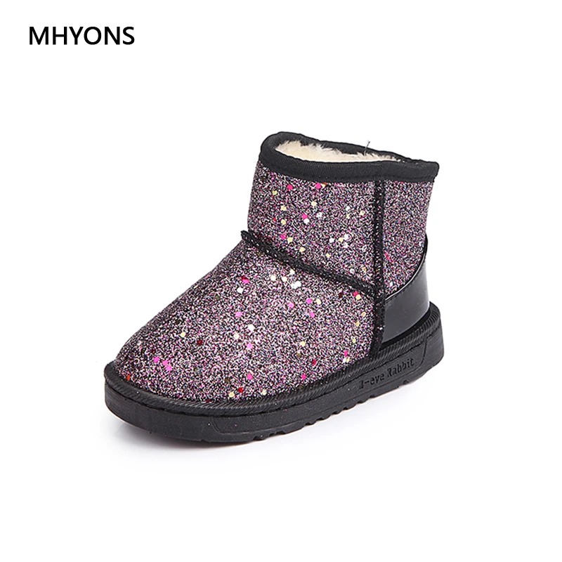 MHYONS/2018 новые зимние ботинки для девочек Детская обувь искусственная кожа