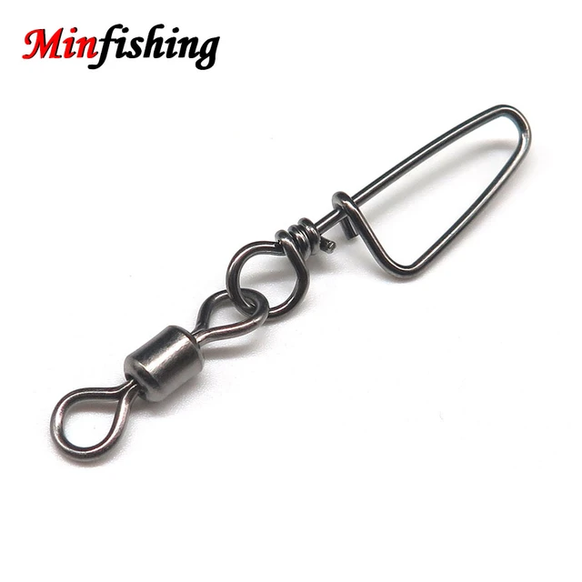 Minfishing 50pcs/lot Fishing Swivel MS+HX Rolling Swivel with Coastlock  Snap Fishing Accessories Fishing