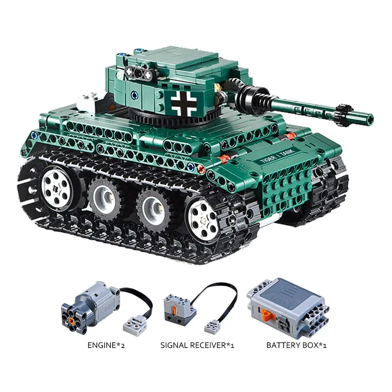 

Military Series 51018 Weapons Technic Creator RC Tiger 1 Tank Building Blocks Toys Model Children Compatible With Legoing 313Pcs