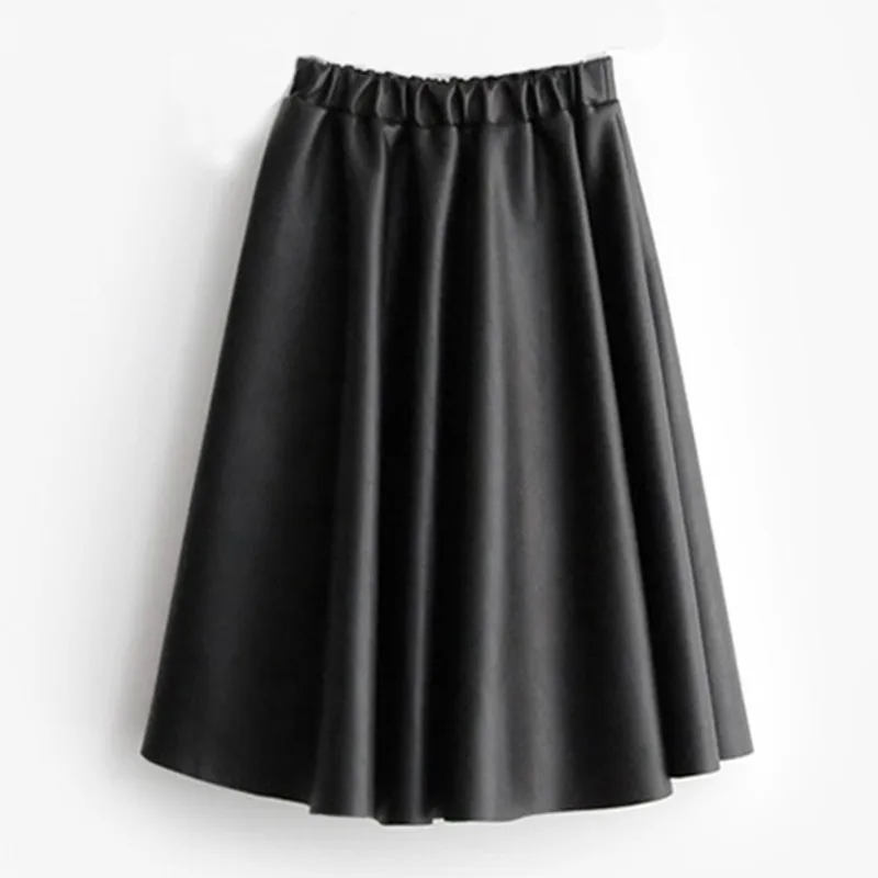 

4 to 16 years kids & teenager girls black PU leather flare skirt children fashion casual fashion faux leather skirts clothing