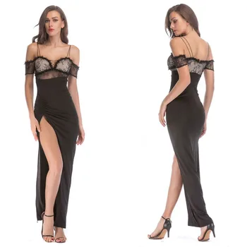 

Sexy Famous Evening Red Lace Maxi Dress Gown Designers