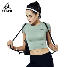 FDBRO одежда для тренировок, спортивная одежда для девочек, оливковый укороченный топ для спортзала, для женщин, короткий рукав, сухой крой, для спорта, фитнеса, йоги, топ, рубашка