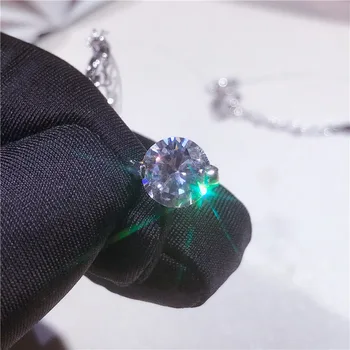 

Hot Selling Shiny CZ Crystal Zircon Pendant Invisible Transparent Fishing Line Real 925 Sterling Silver Chain Necklace For Women