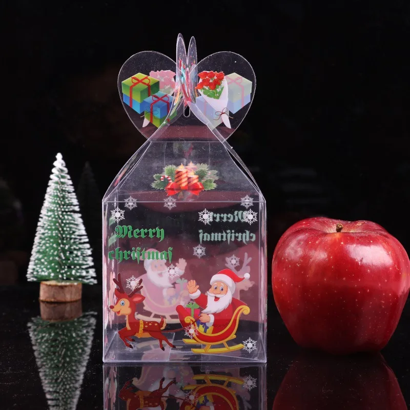 20 шт ПВХ прозрачная коробка для конфет Рождественское украшение Подарочная коробка и упаковка Санта Клаус Снеговик Лось Олень Конфеты Яблоко коробки - Цвет: 2