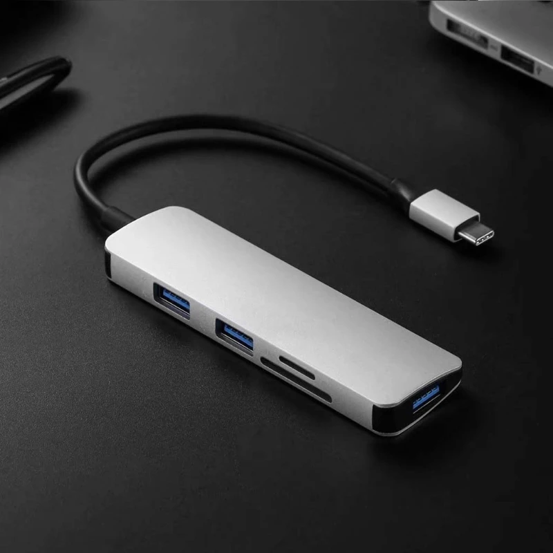 USB+ Тип C 5in1 концентратор адаптер 3 USB 3,0 SD/TF Card Reader для Macbook ПК S9 Xiaomi