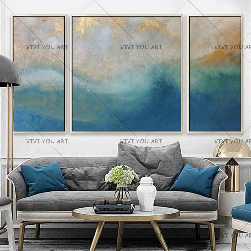 

Handpainted Oil Painting On Canvas Color Blue Oil Painting Abstract Modern Canvas Wall Art Living Room Decor Picture Christmas