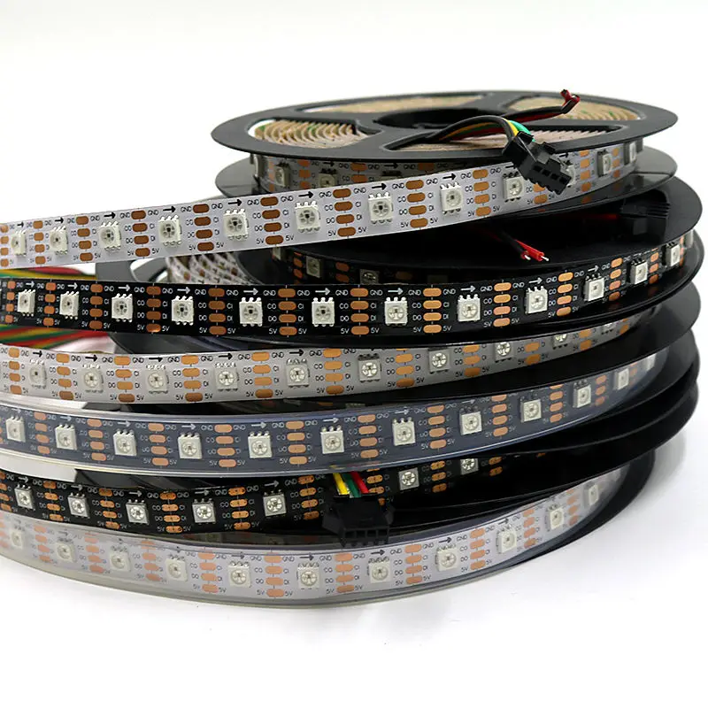 

LED APA102/SK9822 30/36/60/96/144 leds/Meter APA102C 5V Full Color Flexible Strip Light IP30/IP65/IP67 Black PCB White PCB