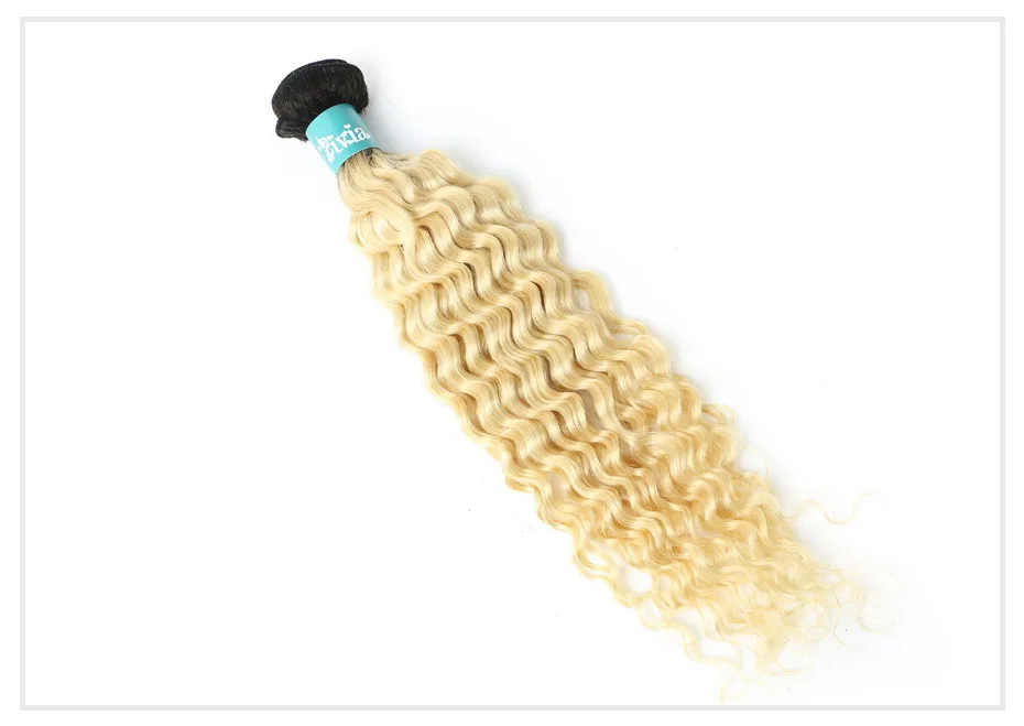 1B 613 Blonde Deep Wave Ombre Hair Bundle (12)