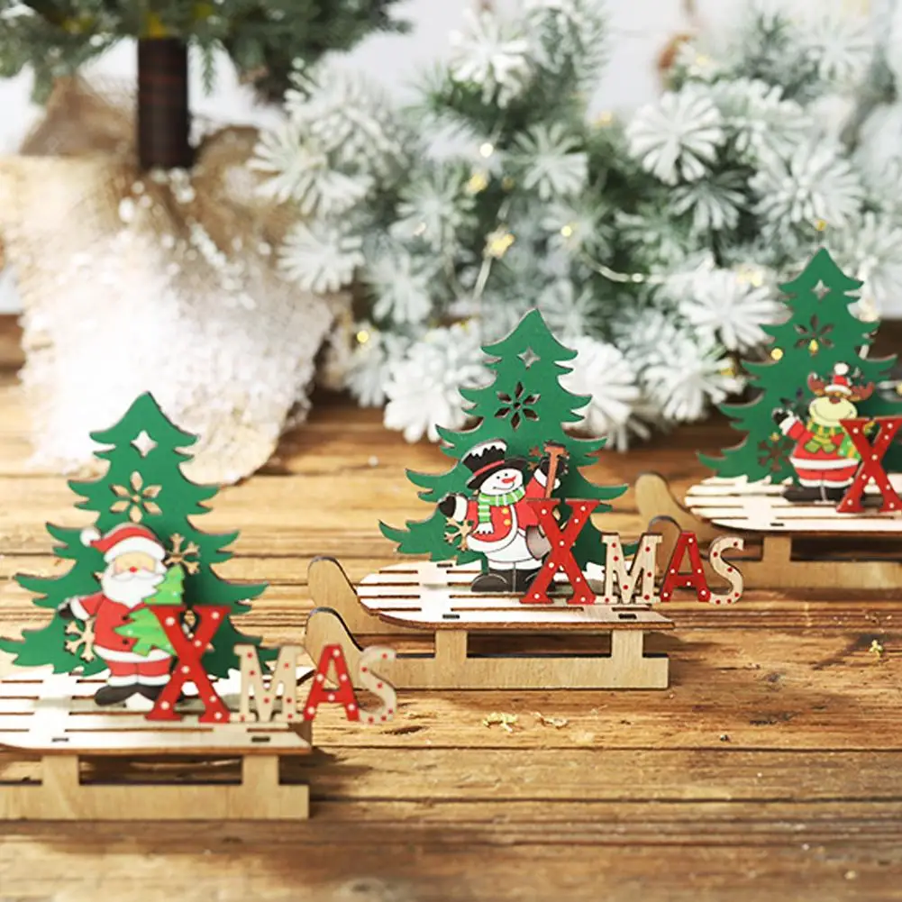 

Wooden Sled DIY Creative Christmas Series Pendants Decoration Wood Crafts Christmas Ornaments Party Home Decor Supplies