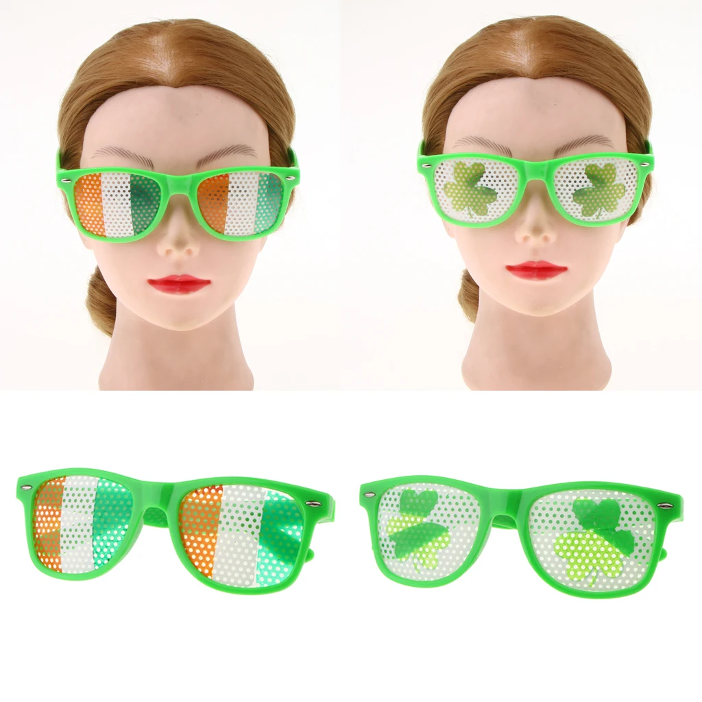 Party Ornament St patrick‘’s Day Dress Up Shamrock Leave  Irish Flag Glasses Irish Traditional Festival Decorations