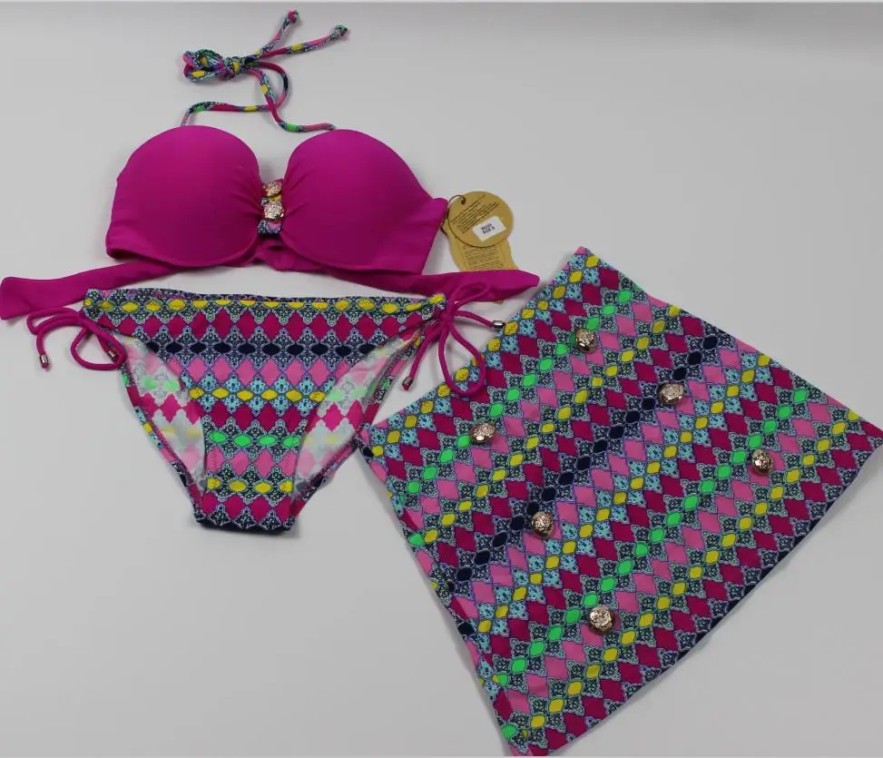 

COOCLO 2019 Sexy Women Bikini set Swimwear Beachwear Vintage Halter Swimsuit Bathing Suit Skirt Swimwear cover Beachwear Biquini
