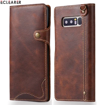 

Durable Genuine Leather Wallet Case For Samsung Galaxy Note 8 Vintage Magnet Button Flip Case Cover For Samsung Note 8 Note8 Bag