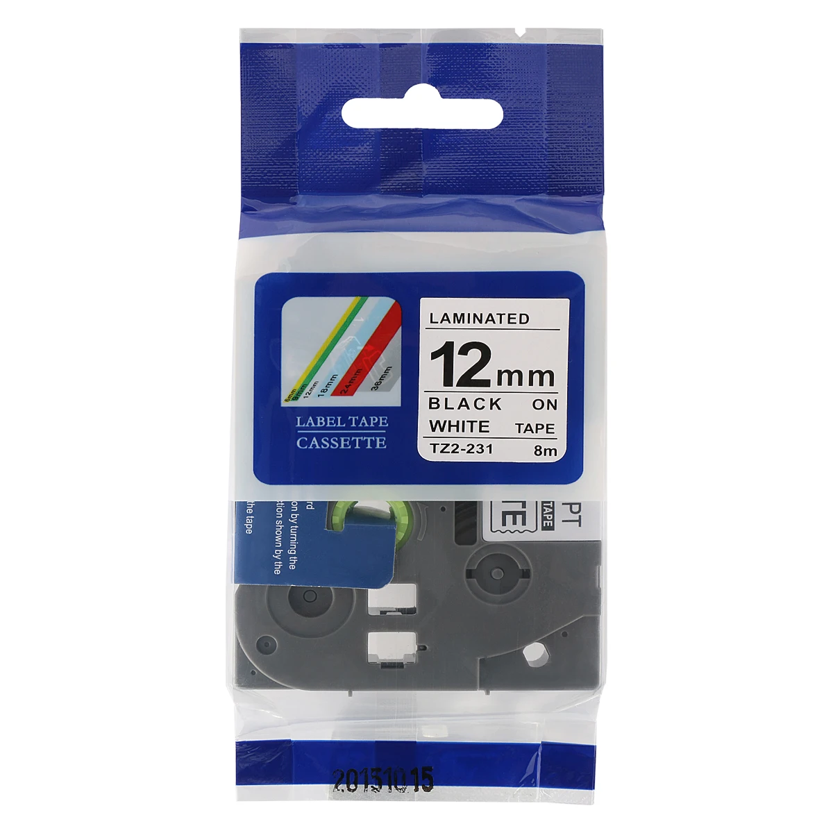 블랙 온 화이트 라벨 테이프, Tze 231 P 터치 테이프, 브라더 PT-D200 PT-D210 PT-H100 PT-H110 PTD400AD PT-1290 호환, 1PK, 12mm
